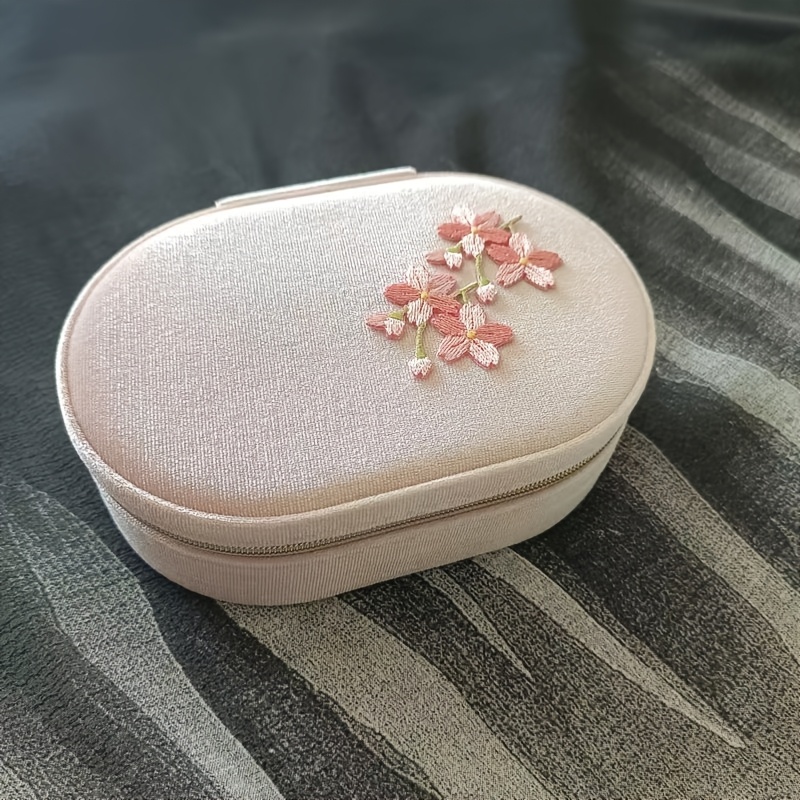 Luxury Cherry Blossom Embroidered Fabric Jewelry Box